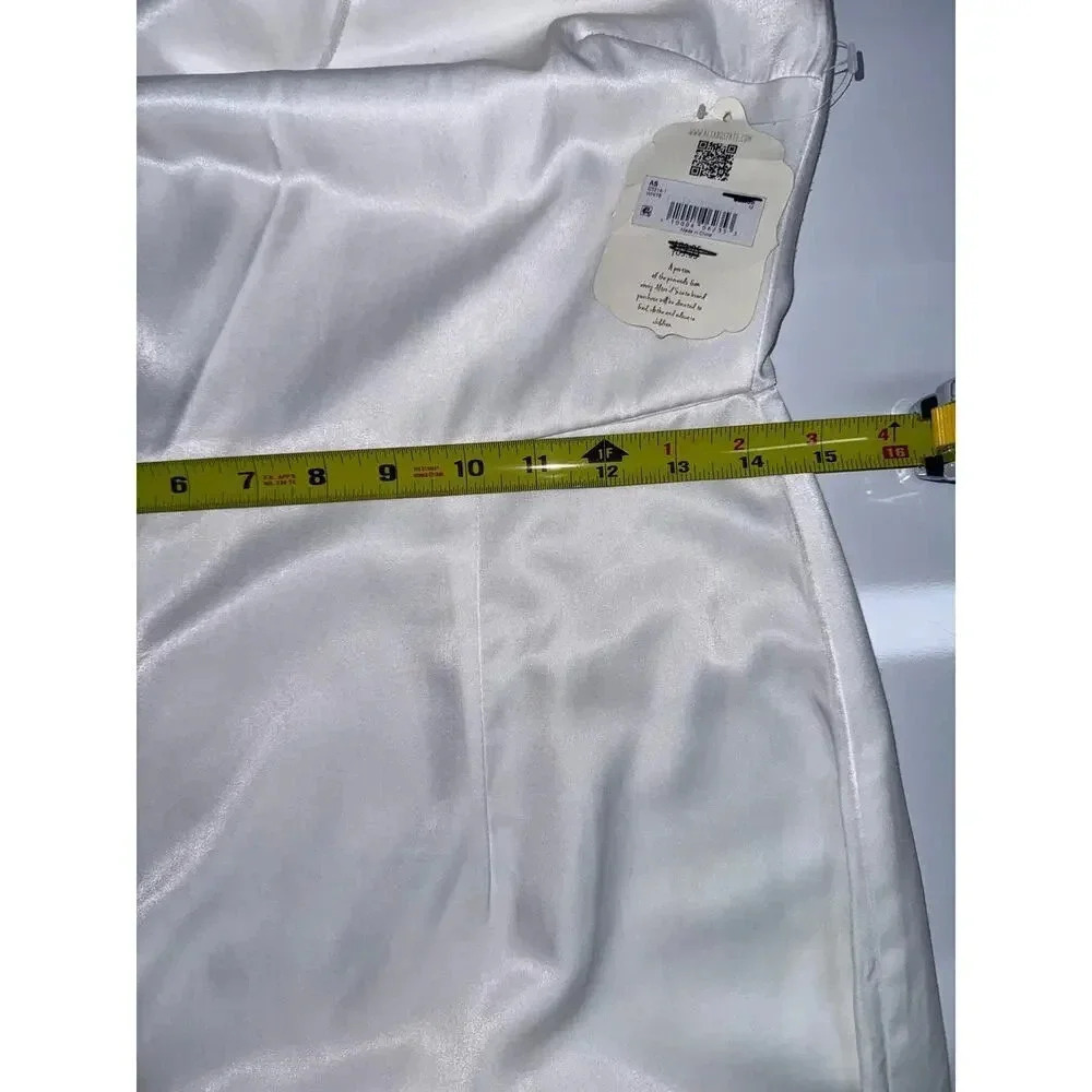 Altar’d State White Feather Trimmed Satin Mini Dress Size Medium Bridal - Picture 8 of 10